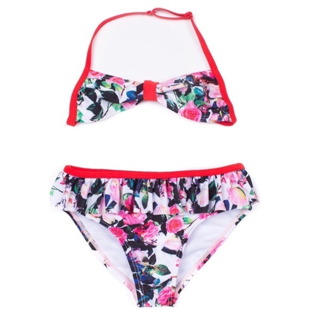 Betsey Johnson‎ Rose Print Ruffle Trim Bikini 12